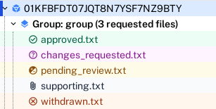 Request file icons during independent review